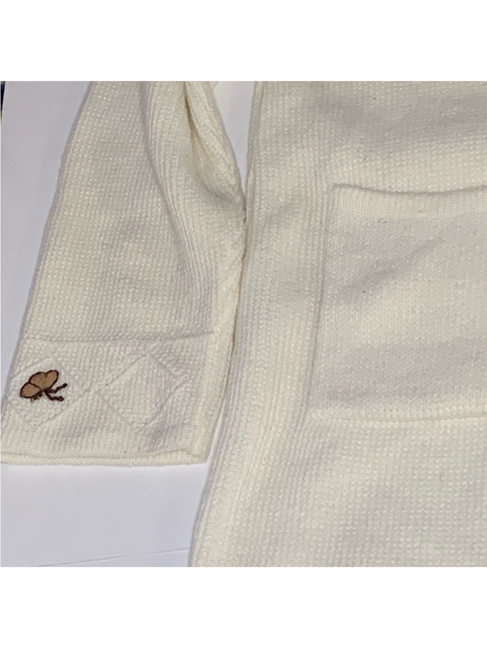 Vintage Cream Knit Button-Front Coat with Pastel Floral Embroidery - Picture 8 of 11